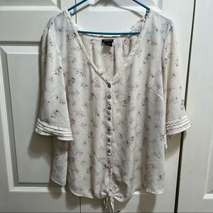 Torrid Cream Floral Button Down Top